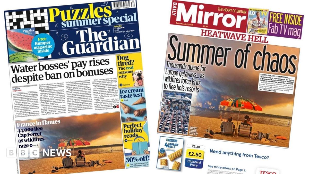 Newspaper headlines: 'Summer of chaos' and 'water bosses' pay rises' - BBC News